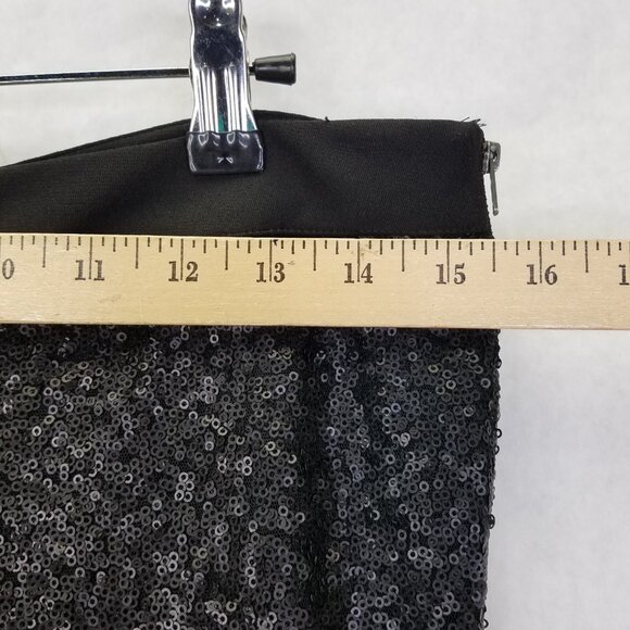 Akira Chicago Flare Pants Women L High Waist Semi Sheer Sequin Black Sparkle NEW - Picture 15 of 16